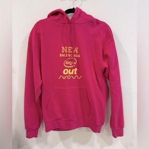 Hot Pink Balenciaga Hooded Sweatshirt New with Tags